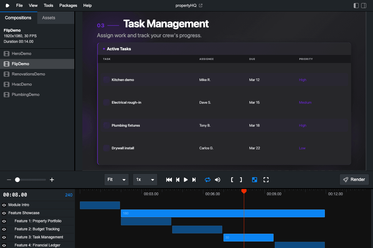 Flip module property view