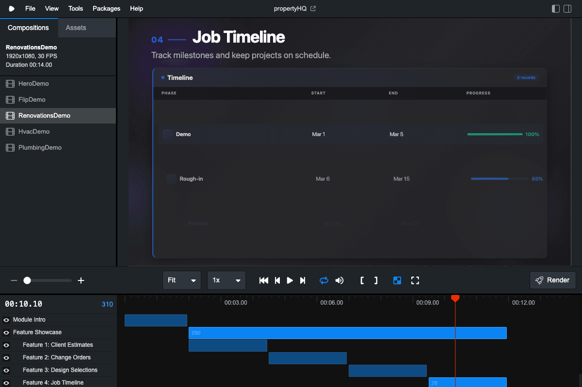 Renovations timeline